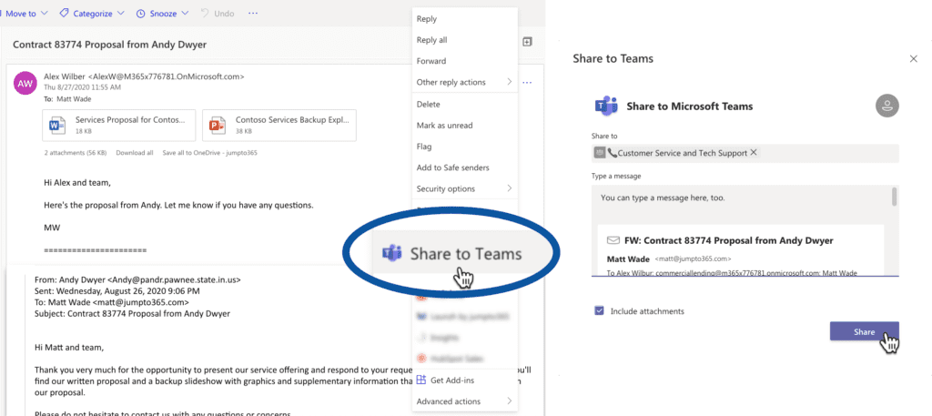 Share to Teams button is a great Microsoft Teams tip