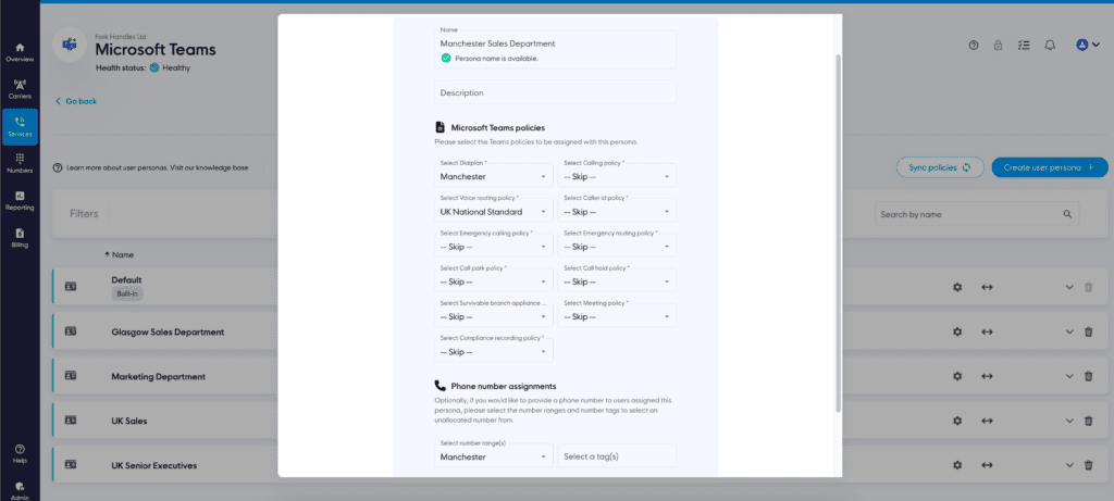 Adding Microsoft Teams policies to a user persona when provisioning Microsoft Teams users Adding Microsoft Teams policies to a user persona when provisioning Microsoft Teams users
