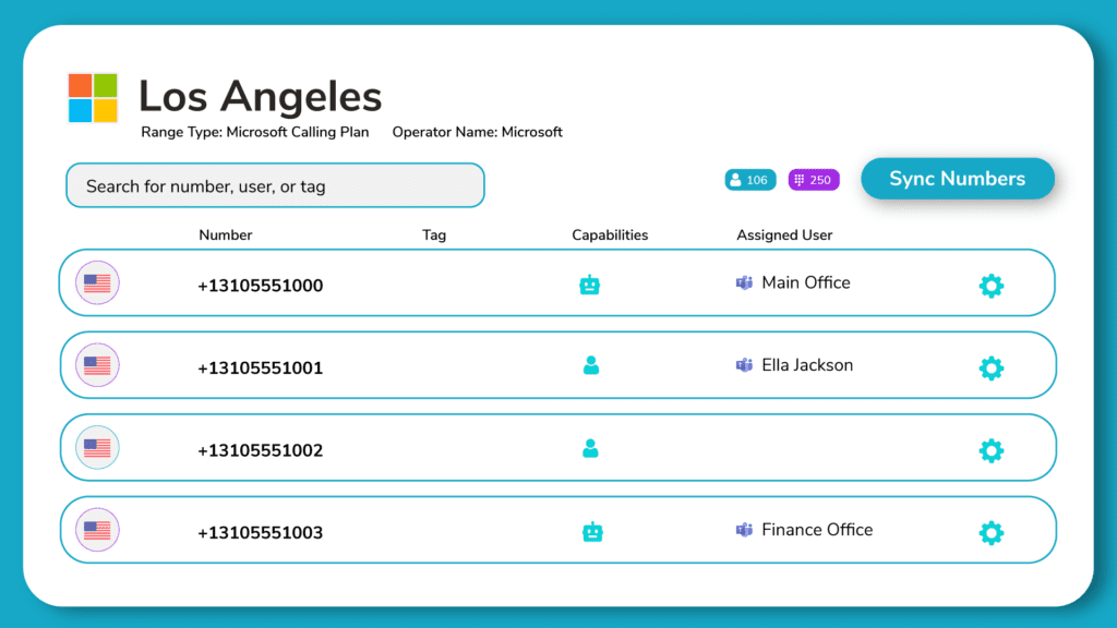 Assign numbers to users and locations in Microsoft Teams