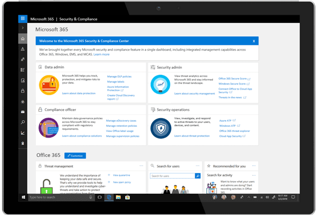 Security and Compliance Center for Microsoft 365 Security and Compliance Center for Microsoft 365
