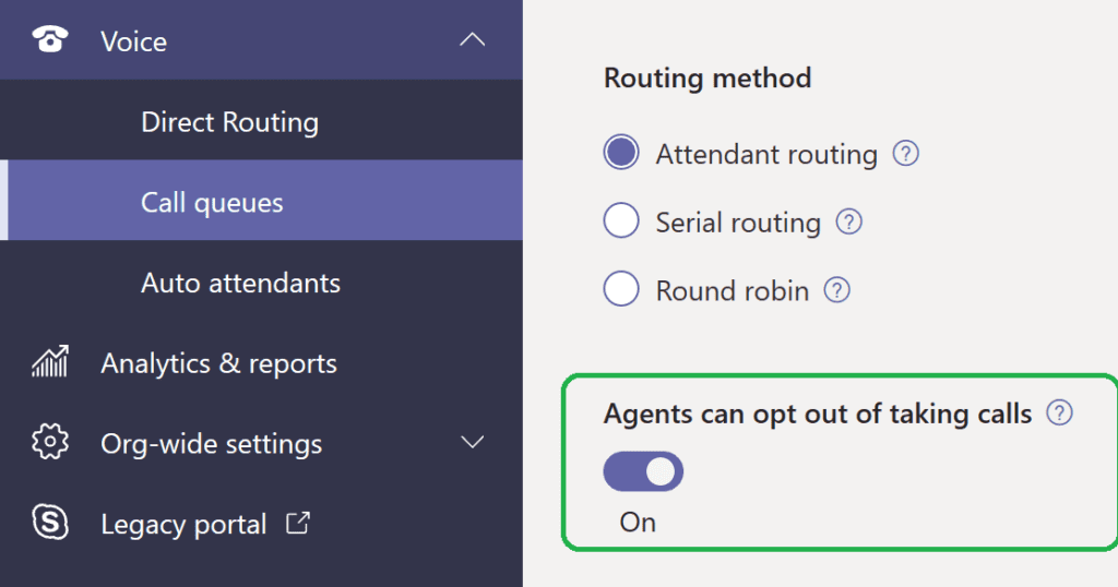 Call queues menu in the Teams Admin Center Call queues menu in the Teams Admin Center