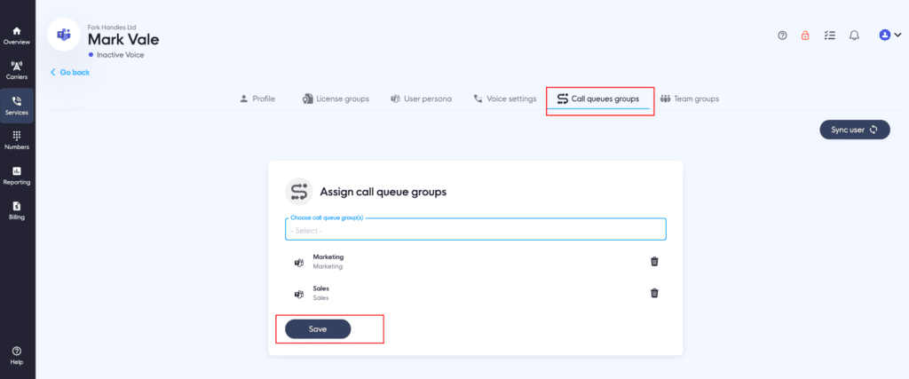 Assigning a call queue group to a user Assigning a call queue group to a user
