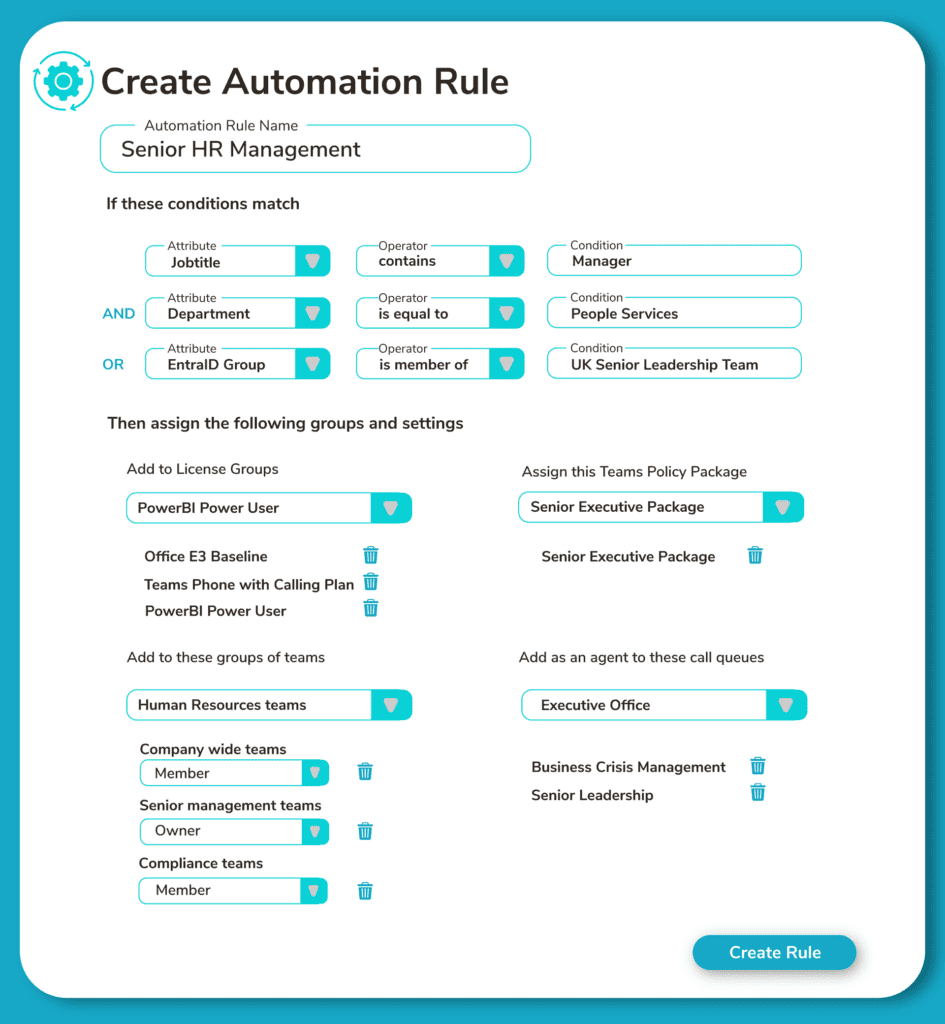 Creating automation rules for Microsoft Teams user management Creating automation rules for Microsoft Teams user management