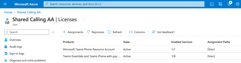 Shared Calling licenses Shared Calling licenses