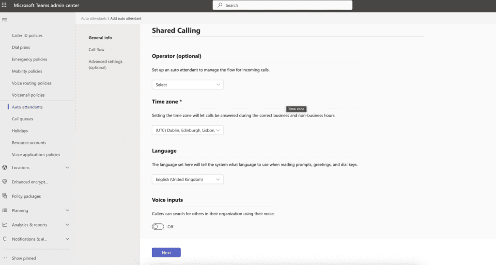 Creating the shared calling auto attendant Creating the shared calling auto attendant