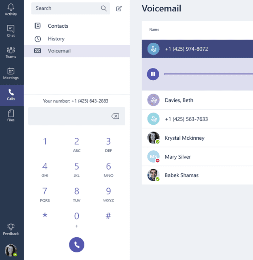 Microsoft Teams Phone adds a dialpad, voicemail, history, and contacts Microsoft Teams Phone adds a dialpad, voicemail, history, and contacts