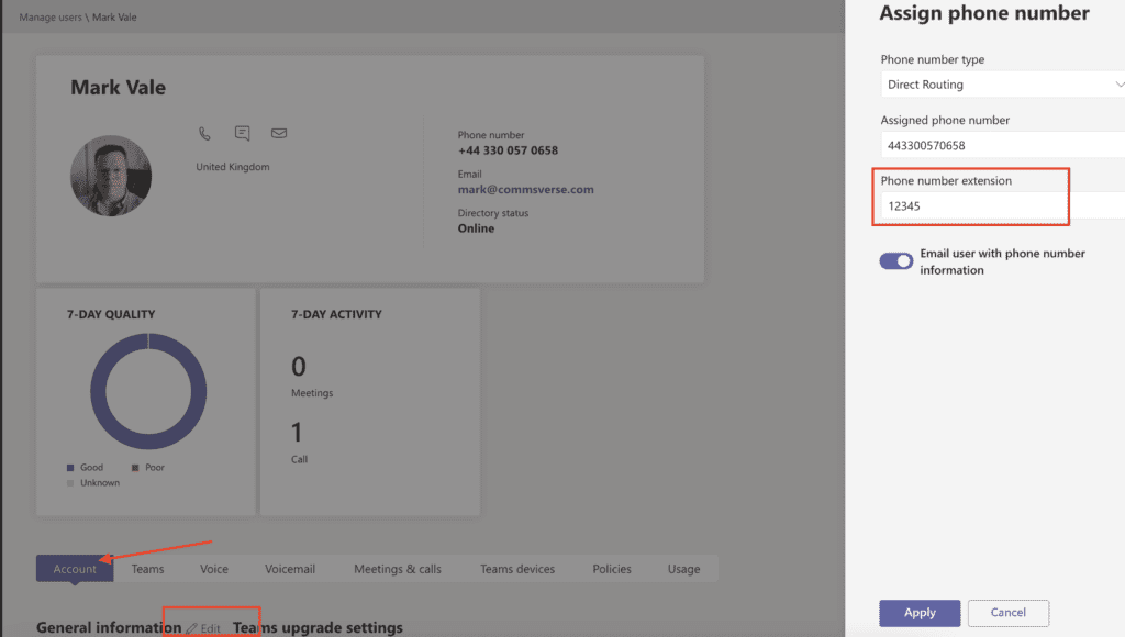 Assigning an extension in Microsoft Teams Assigning an extension in Microsoft Teams