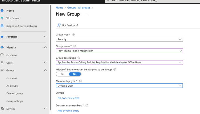 Adding a group to target users for Teams Phone policy settings Adding a group to target users for Teams Phone policy settings